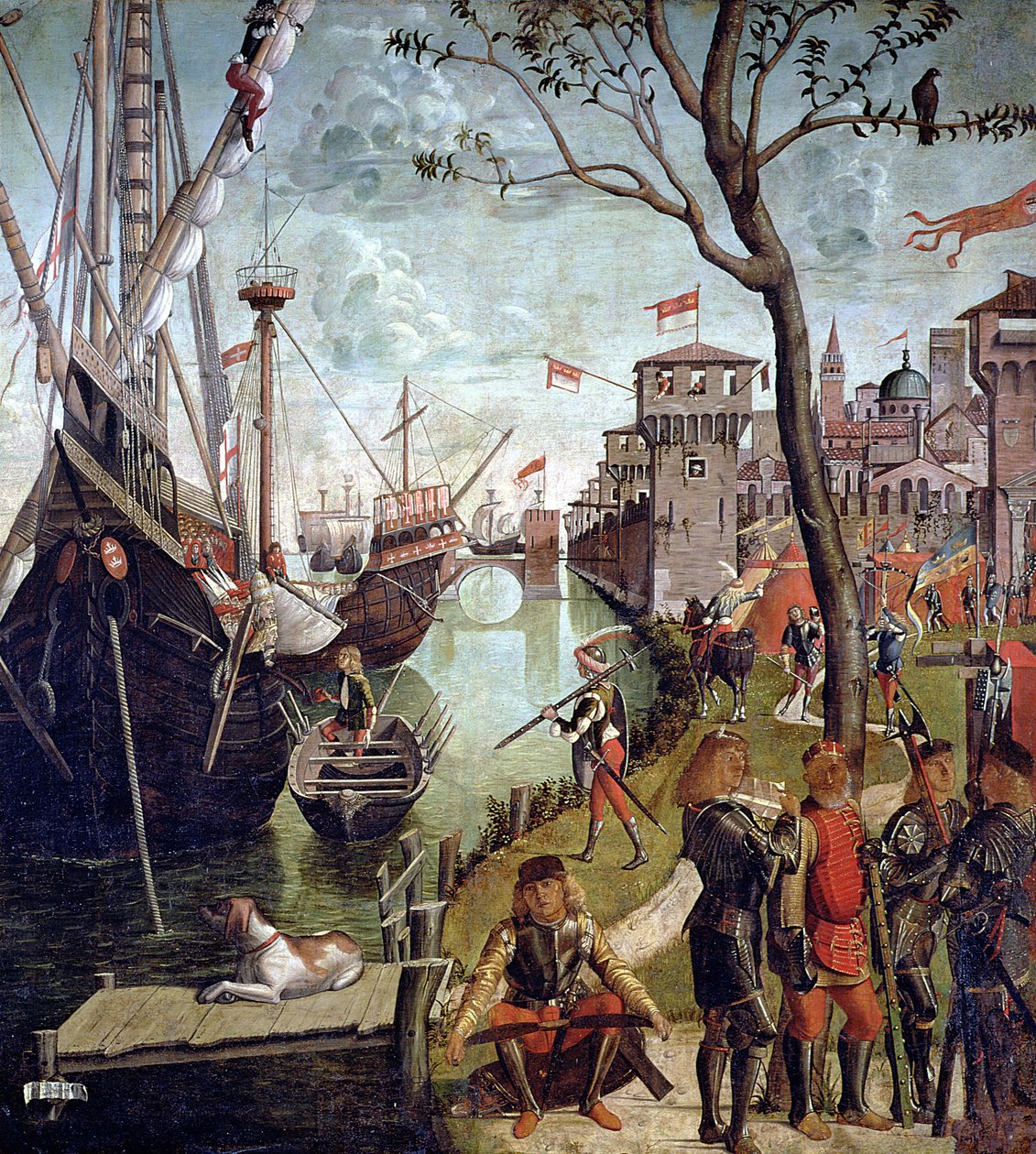 Příjezd St. Ursula během obléhání Kolína nad Rýnem, z cyklu St. Ursula, 1498 od Vittore Carpaccio