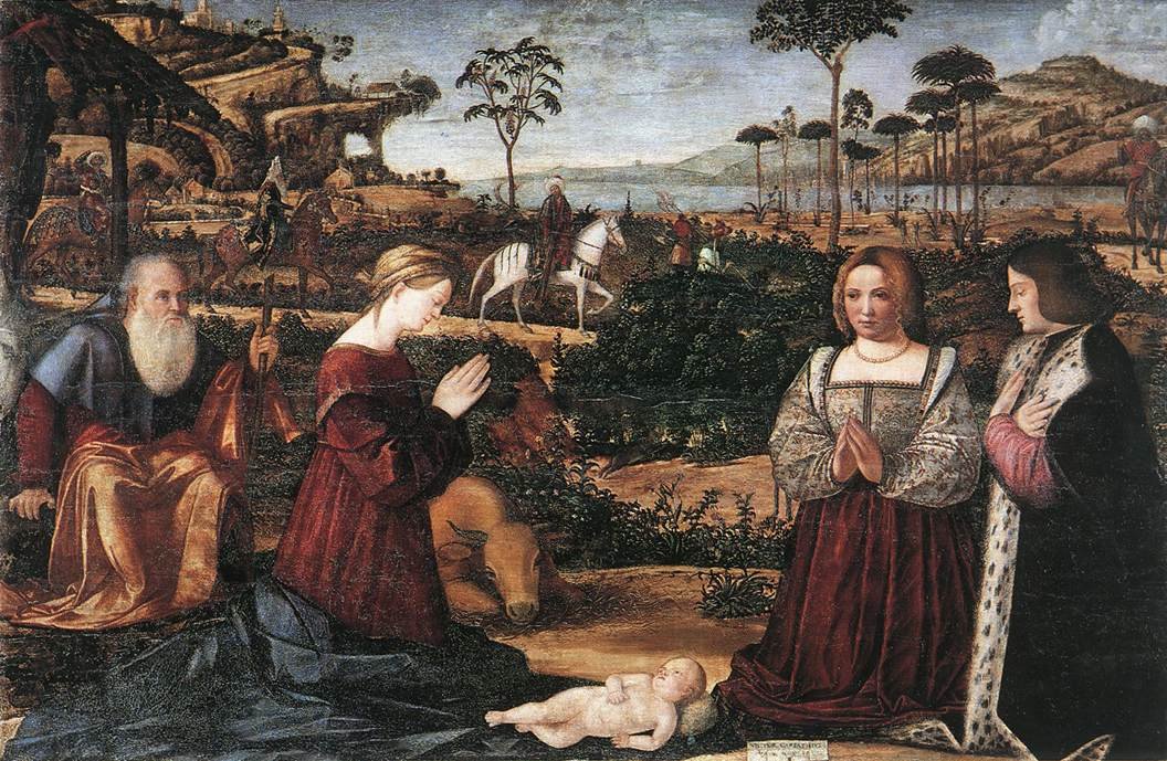 Svatá rodina se dvěma dárci od Vittore Carpaccio
