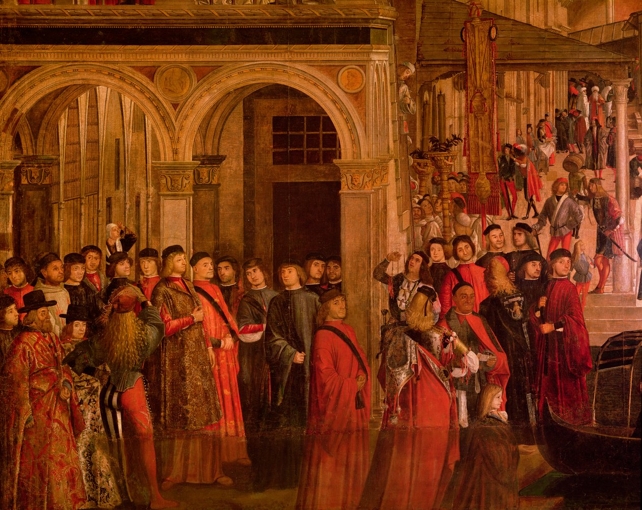 Zázrak relikvie pravého kříže na mostě Rialto, 1494 detail olej na plátně z roku 119437 od Vittore Carpaccio