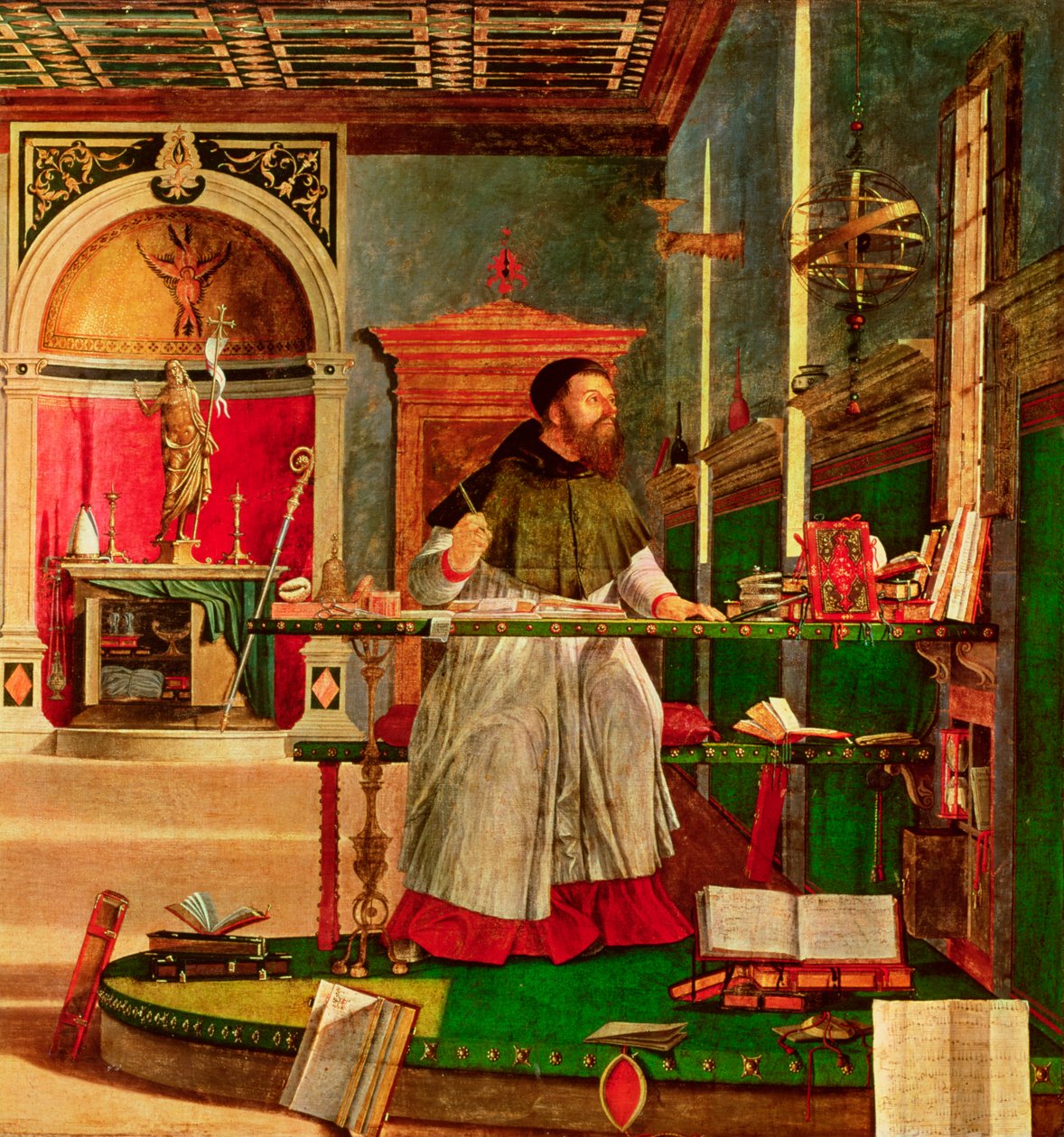 Vidění svatého Augustina, 1502-08 (detail) (viz 932) od Vittore Carpaccio