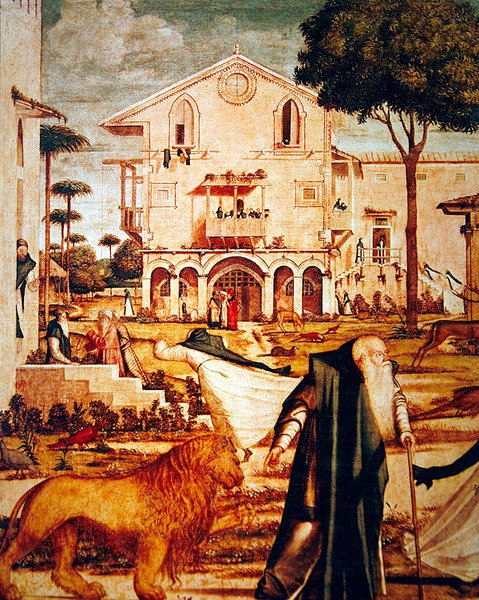 Detail obrazu Svatý Jeroným krotí lva, asi 1501-09 (detail 60932) od Vittore Carpaccio
