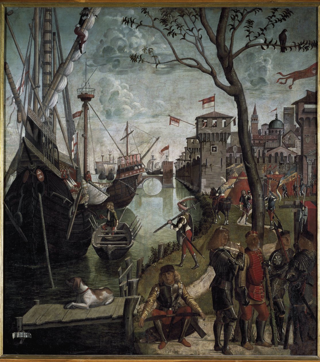 Legenda o svaté Uršule: příchod pelerinů do Kolína - Olej na plátně od Vittore Carpaccio
