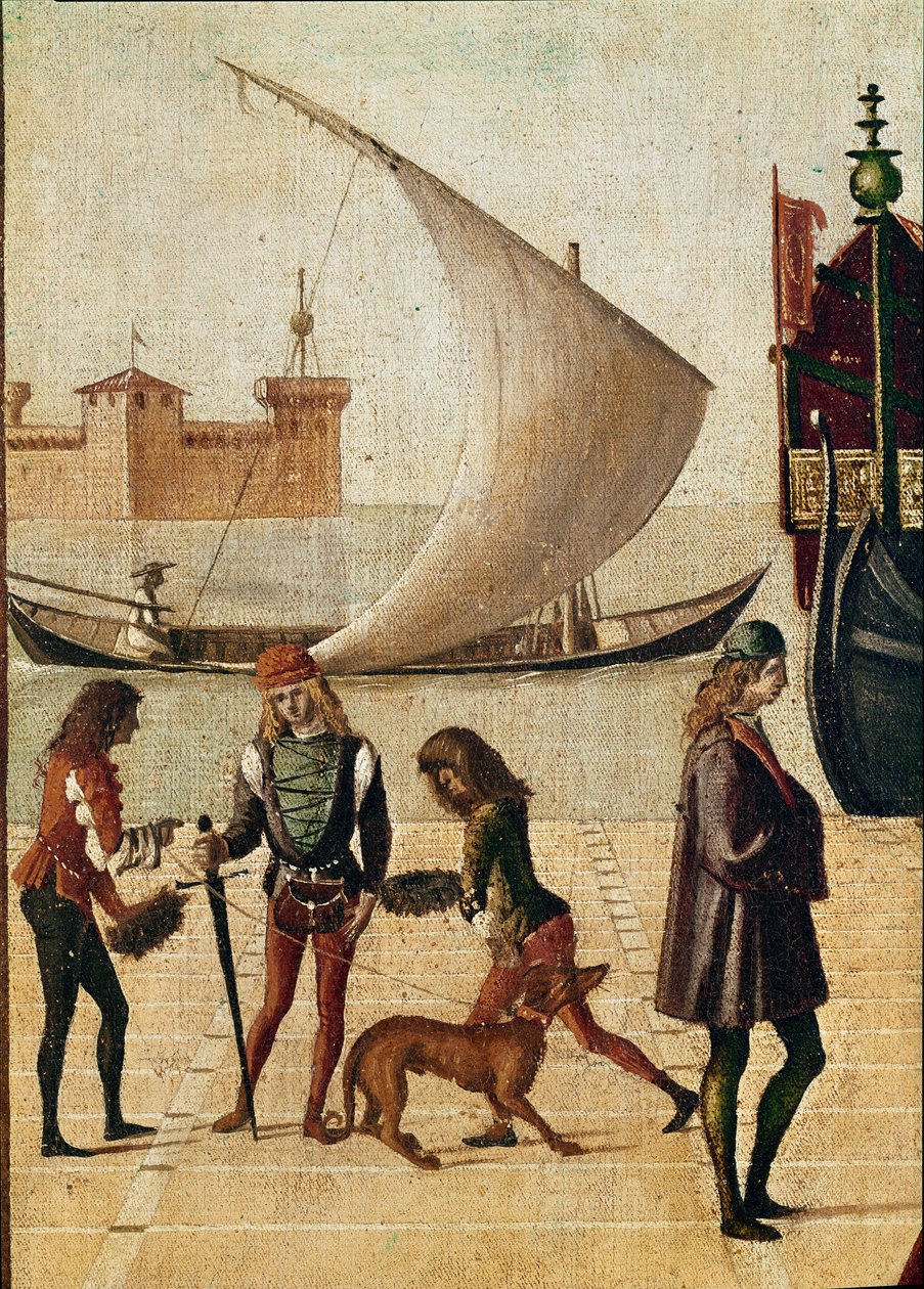 Legenda o svaté Uršule: detail příjezdu velvyslanců (ze zlaté legendy Jacopa da Varagine) (temperaa na plátně od Vittore Carpaccio