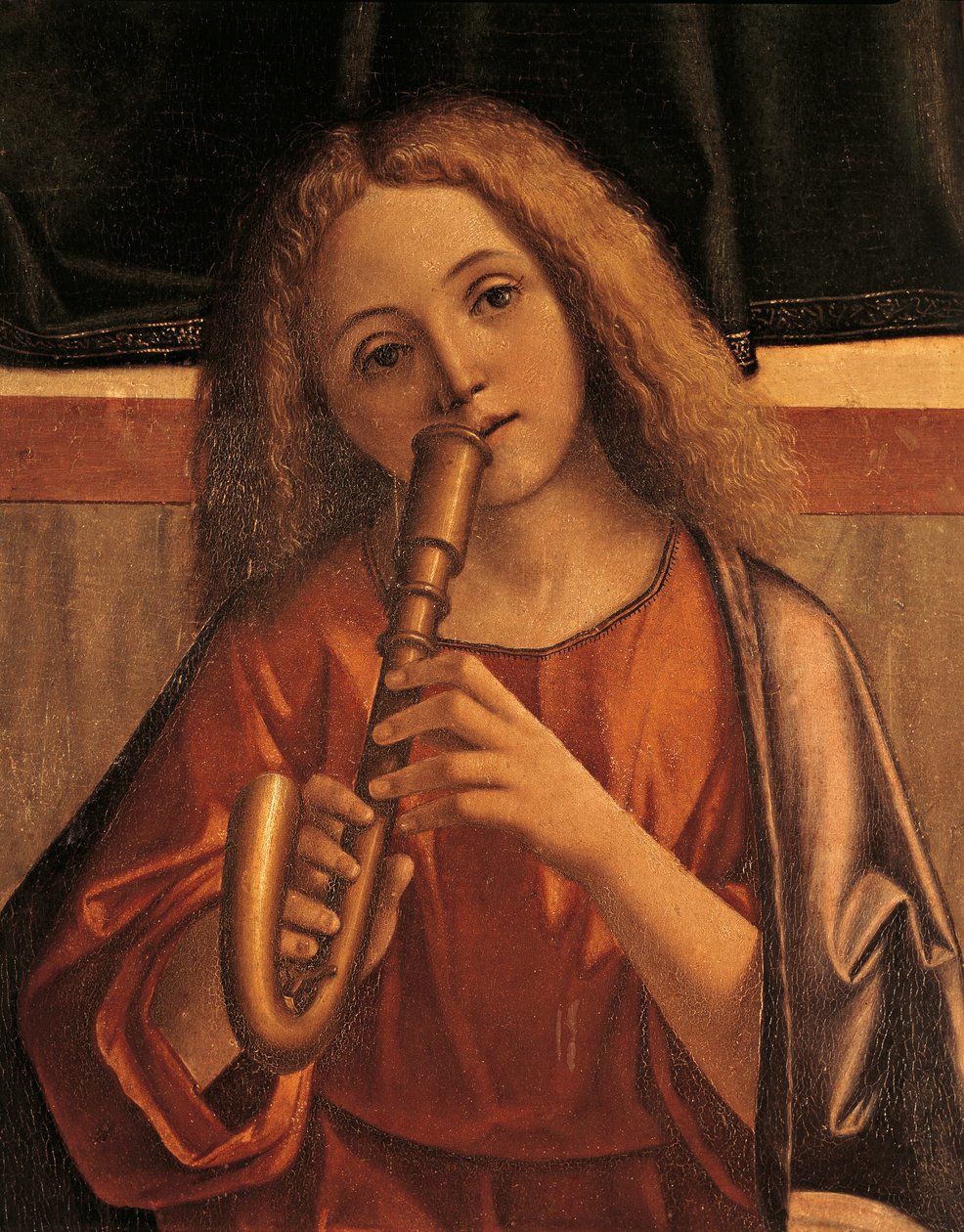 Poštolský anděl, detail z představení Ježíše v chrámu od Vittore Carpaccio