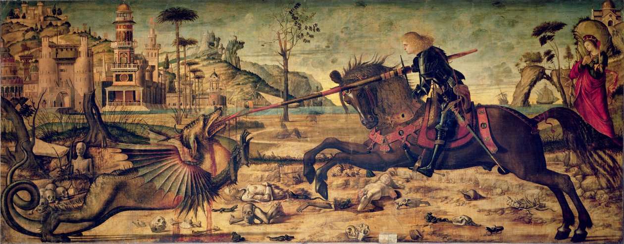 Svatý Jiří zabíjí draka, 1502-07 od Vittore Carpaccio