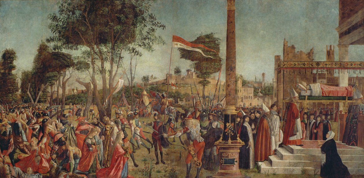Umučení poutníků a pohřeb sv. Voršily, z cyklu sv. od Vittore Carpaccio