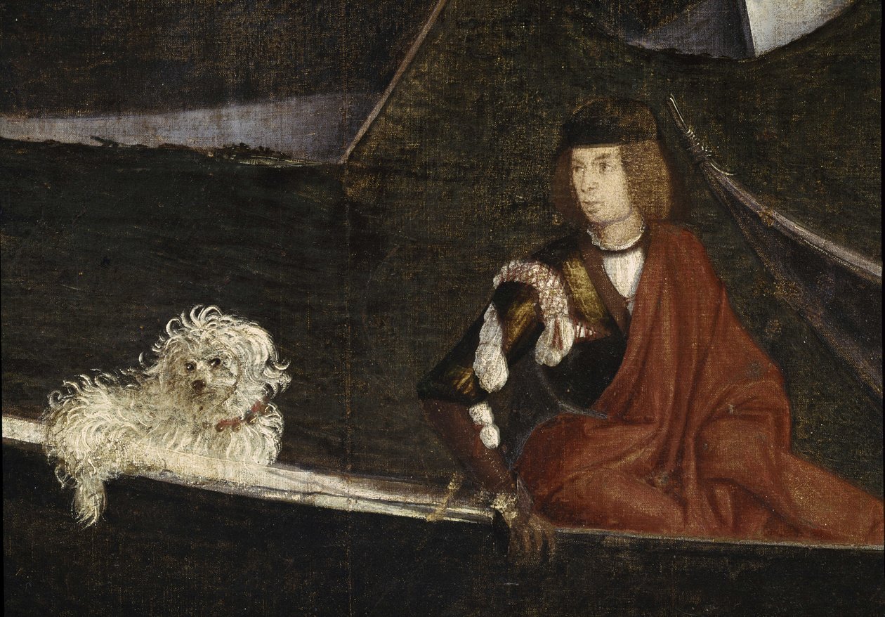 Zázrak relikvie svatého kříže na mostě Rialto". Detail. Obraz Vittore Scarpazzy známého jako Vittore Carpaccio (1460-1525) od Vittore Carpaccio