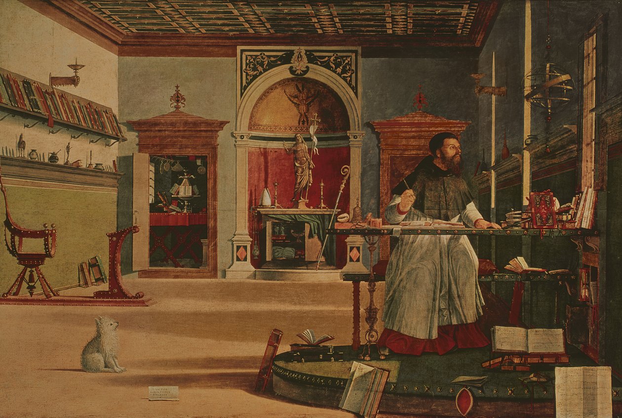 Vize svatého Augustina (v jeho Studiu se mu také říká svatý Augustin) od Vittore Carpaccio