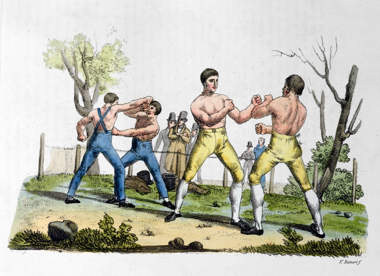 Box v Anglii, ilustrace z knihy "Costume Antico e Moderno" od Giulia Ferraria, vydané v Miláně roku 1819. od Vittorio Raineri