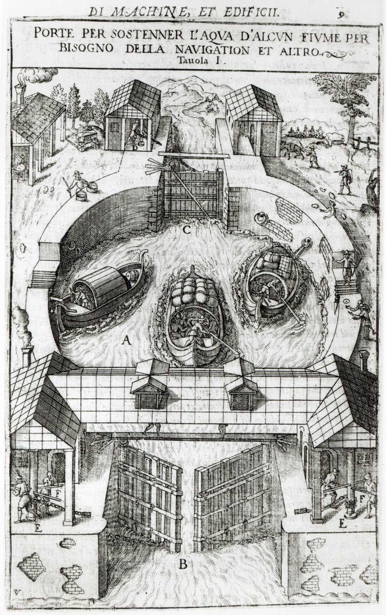 Design pro kanálový zámek, 1607 od Vittorio Zonca