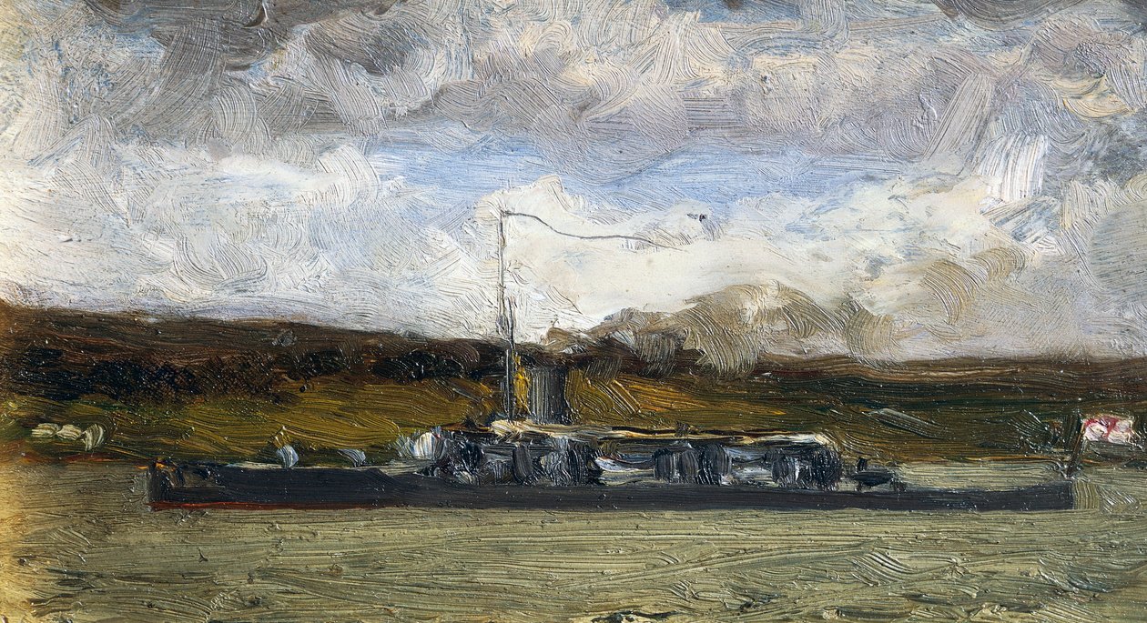 Parník na mořském pobřeží, Vittorio Avondo (1836-1910) od Vittorio Avondo