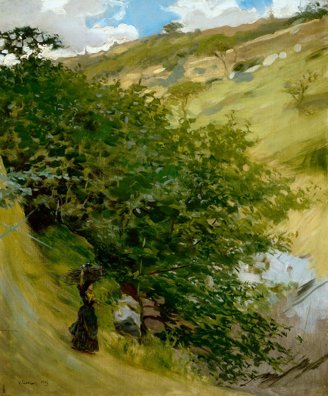 Woodpile in landscape Vittorio Matteo Corcos (1859-1933), olej na plátně, 53x43 cm od Vittorio Matteo Corcos