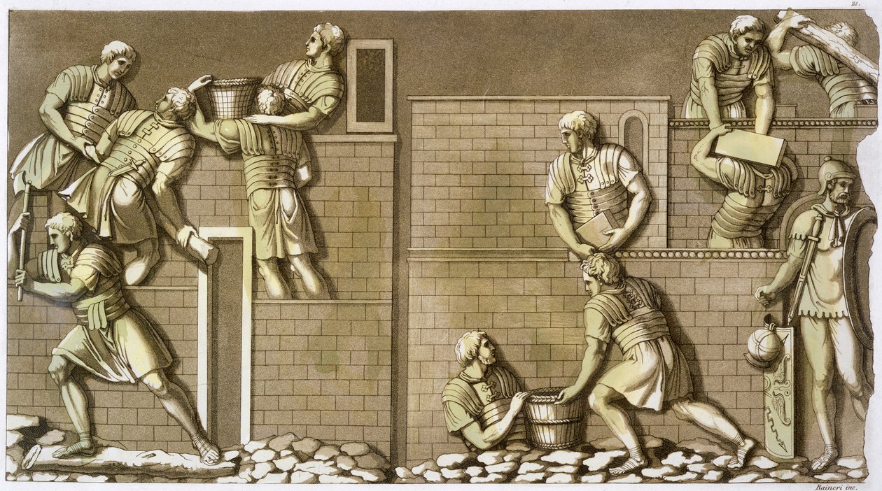 Římští vojáci staví pevnost, c1820-1839 od Vittorio Raineri