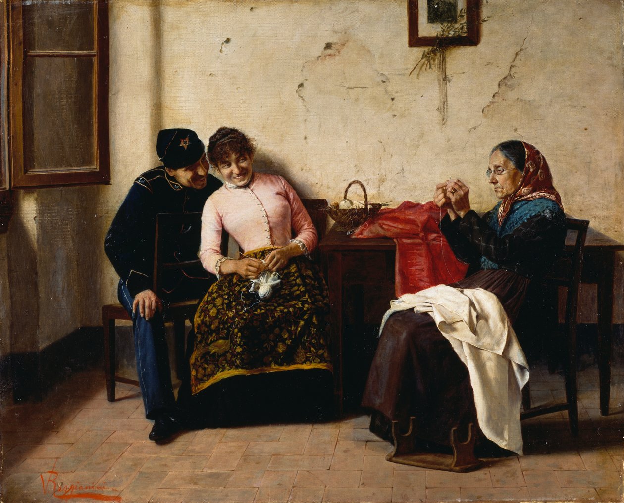 Nápadník, Vittorio Reggianini (1858-1938), olej na plátně, 65x59,5 cm od Vittorio Reggianini