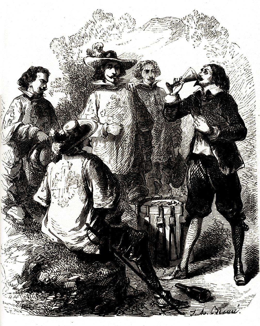 Grimaud pije víno poté, co spolkl kompromitující dopis. od Vivant (after) Beauce