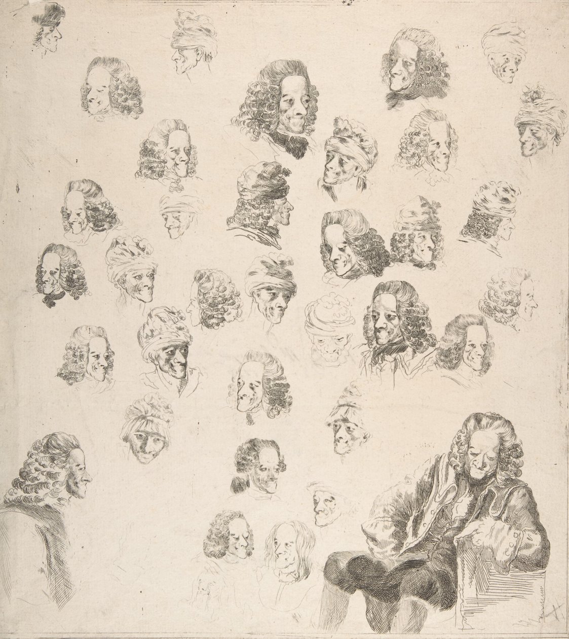 Sketches of Voltaire ve věku osmdesát jedna, 1775. od Vivant Denon