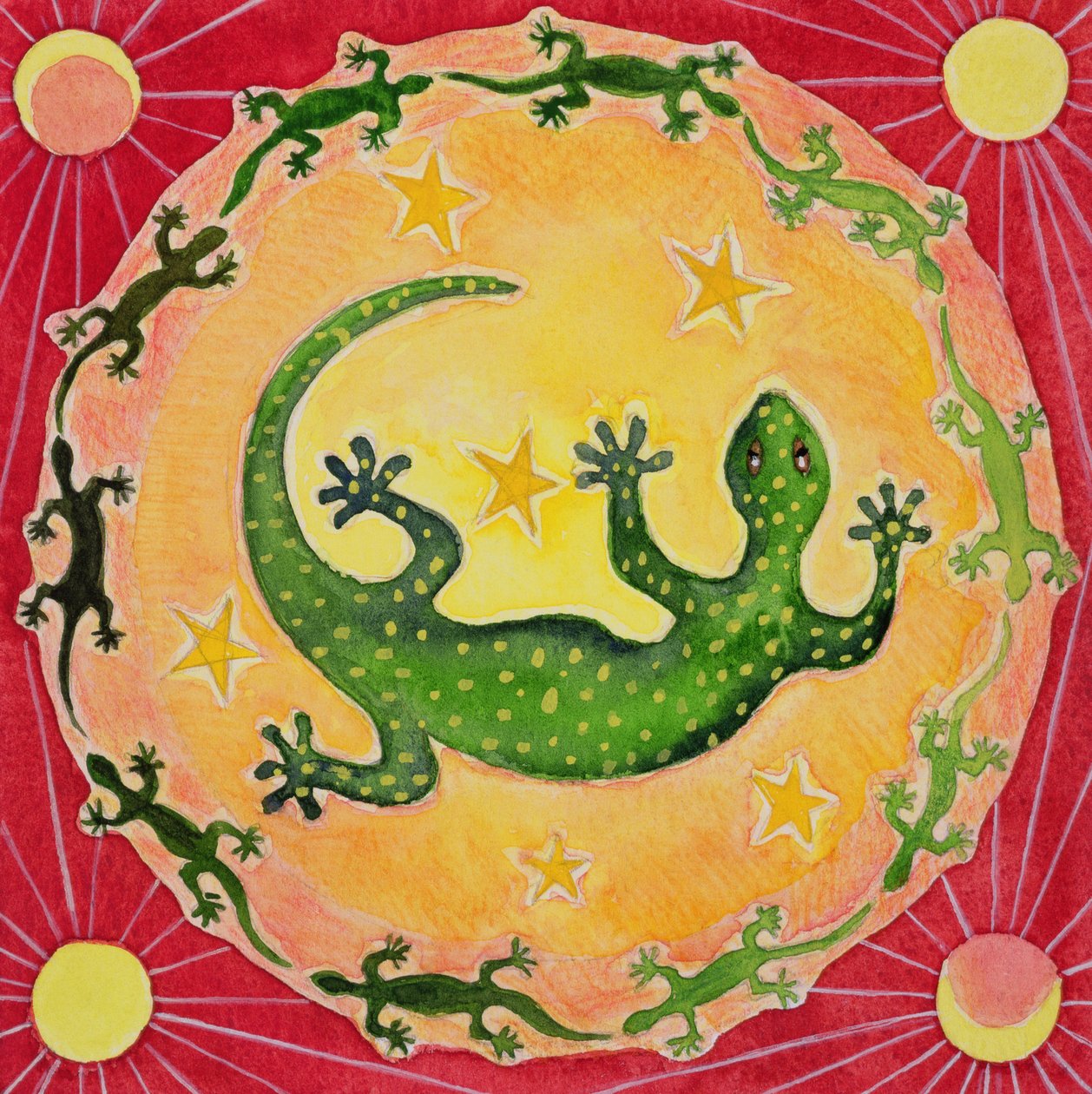 Gecko, 1998 (wc na papíře) od Vivika Alexander