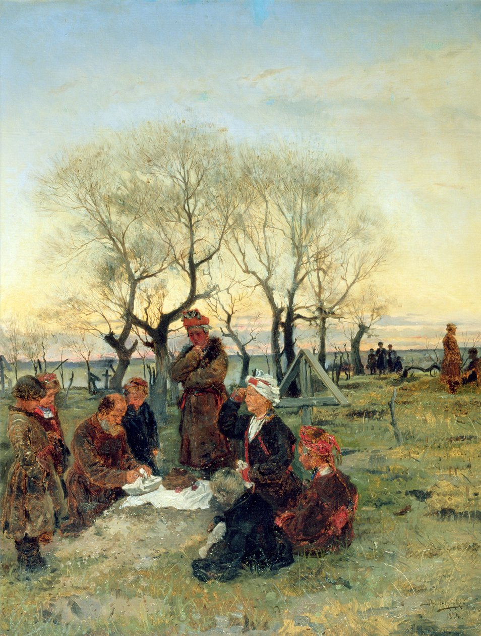 Pohřební hostina u hrobu, 1884 od Vladimir Egorovic Makovsky