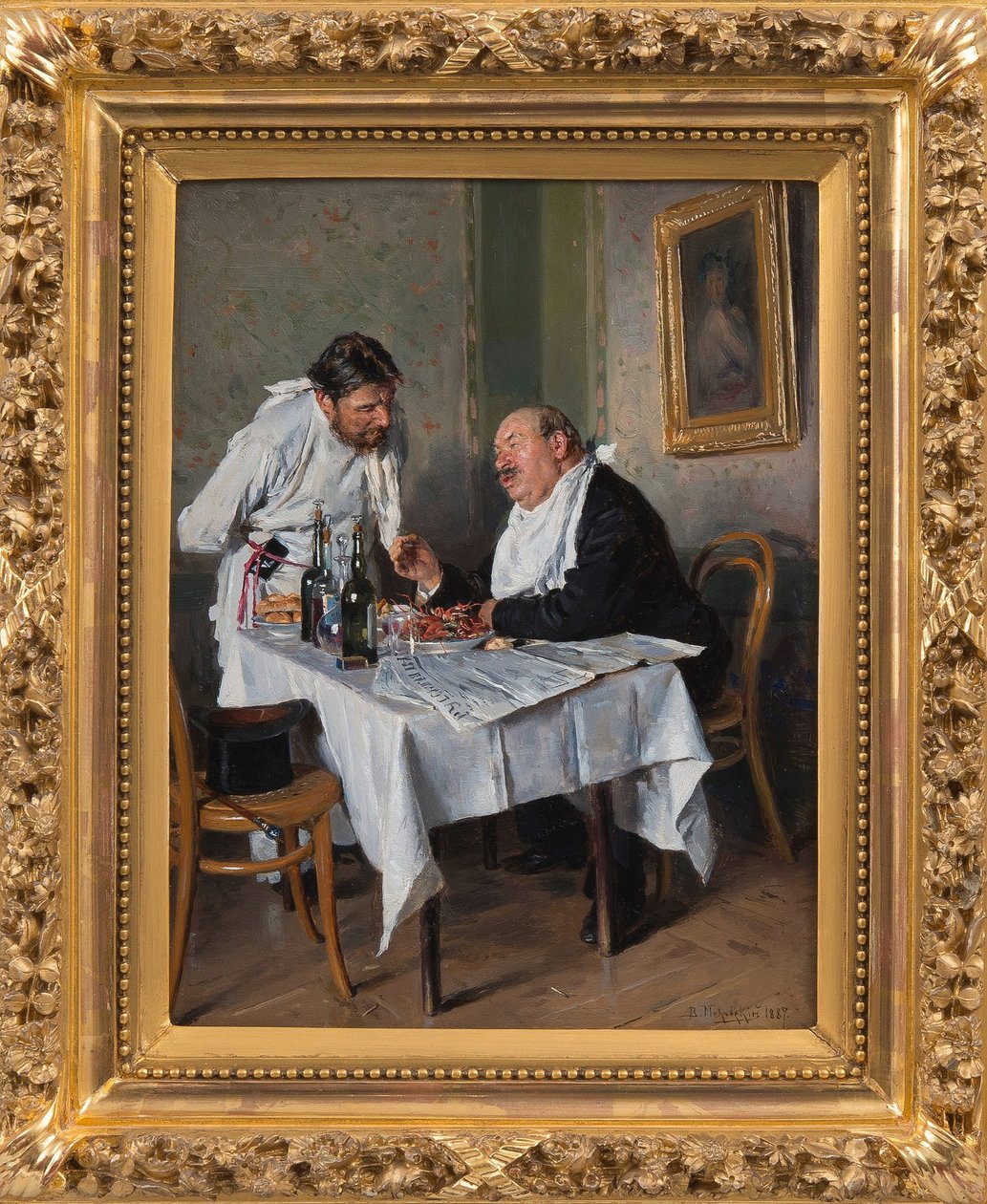 V restauraci par Makovsky, Vladimir Yegorovich (1846-1920) od Vladimir Egorovic Makovsky
