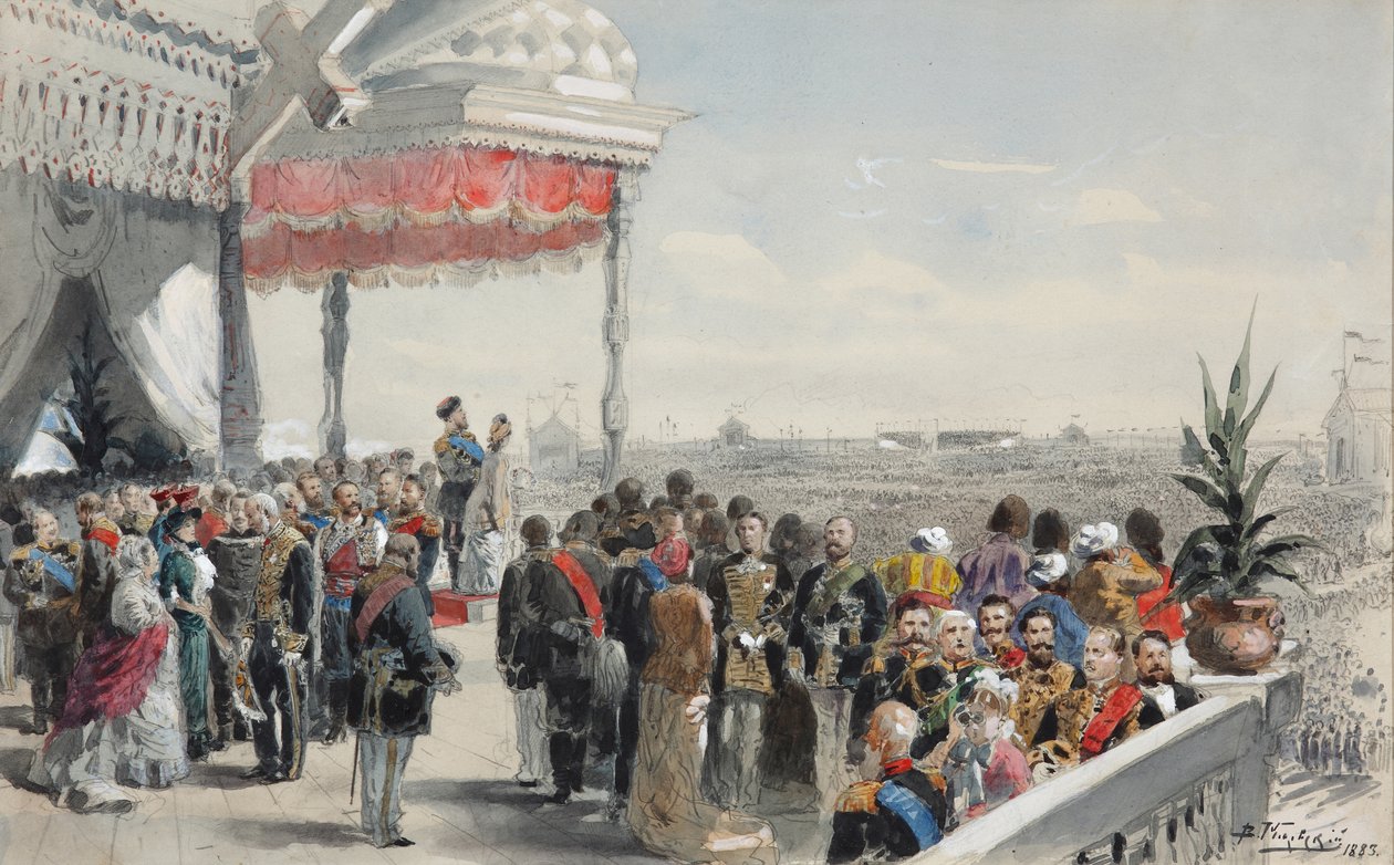 Veřejné slavnosti po korunovaci císaře Alexandra III. na poli Chodynka, 1883 od Vladimir Egorovic Makovsky