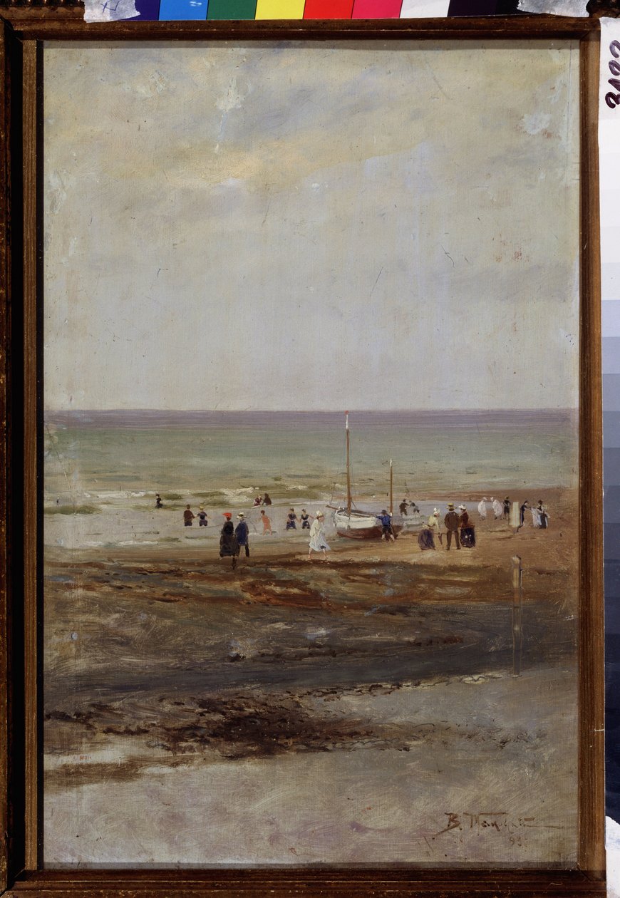 Na pláži (Na pláži). Obraz Vladimíra Jegoroviče Makovského (Makovskij, Makovskij) (1846-1920), olej na plátně od Vladimir Egorovic Makovsky