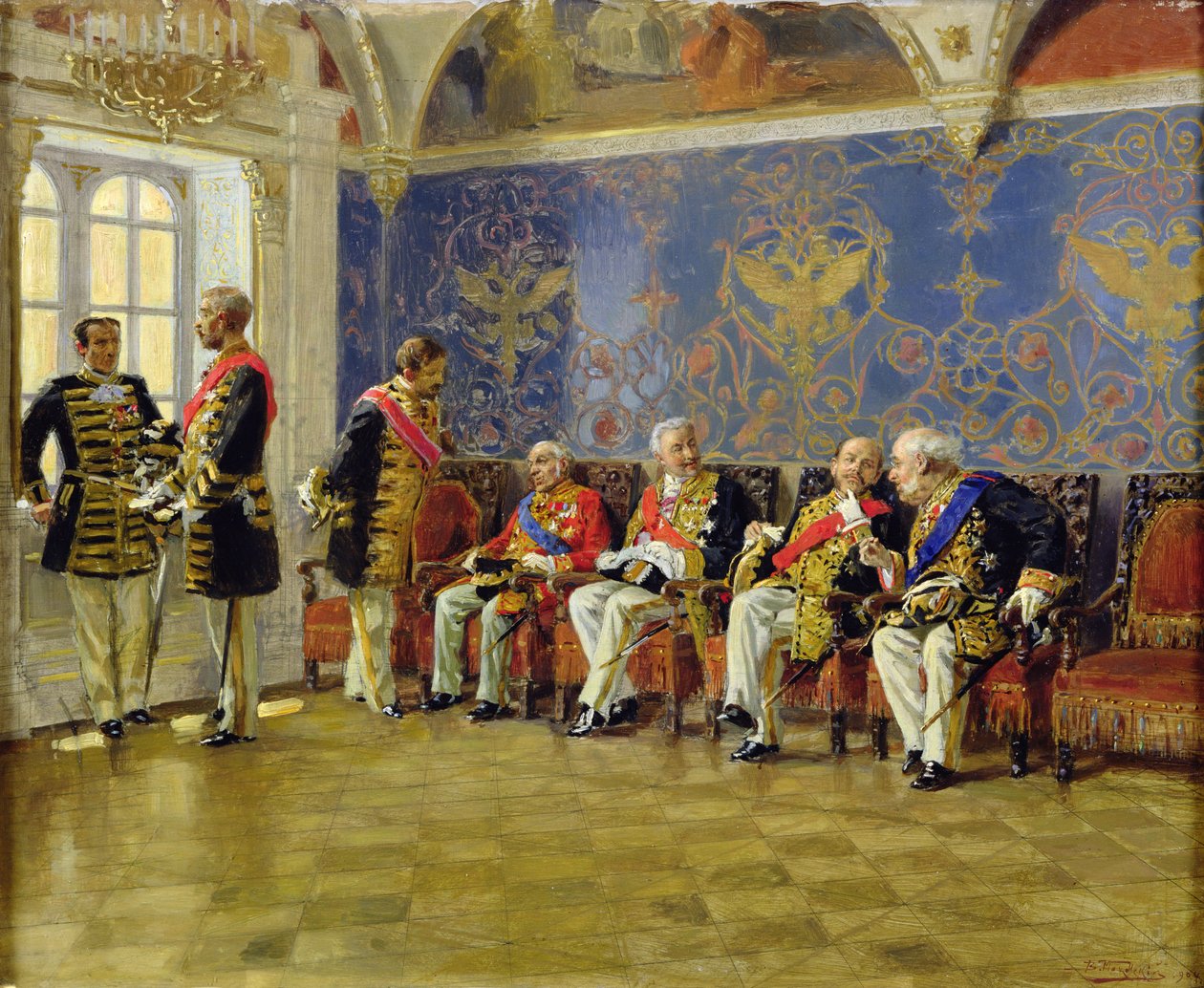 Čekání na publikum, 1904 (olej na dřevě) od Vladimir Egorovic Makovsky