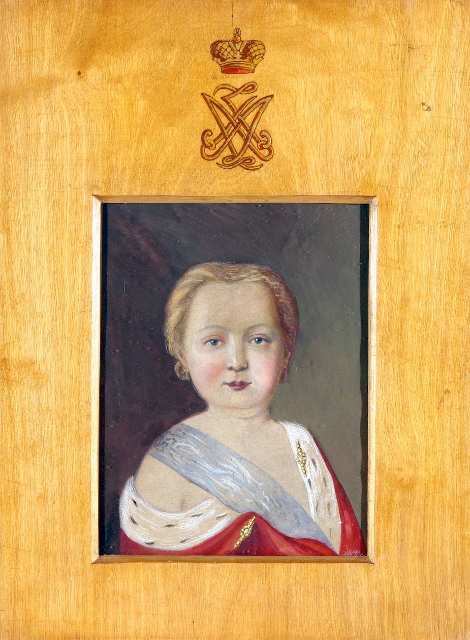 Alexandr I. Ruský (Alexander Pavlovič Romanov) - Portrét Alexandra I. jako dítě od Hau (Gau), Vladimíra (Waldemara) Ivanoviče (1816-1895), - Kvaš na papíře, 26x20 - Soukromá sbírka od Vladimir Ivanovich Hau