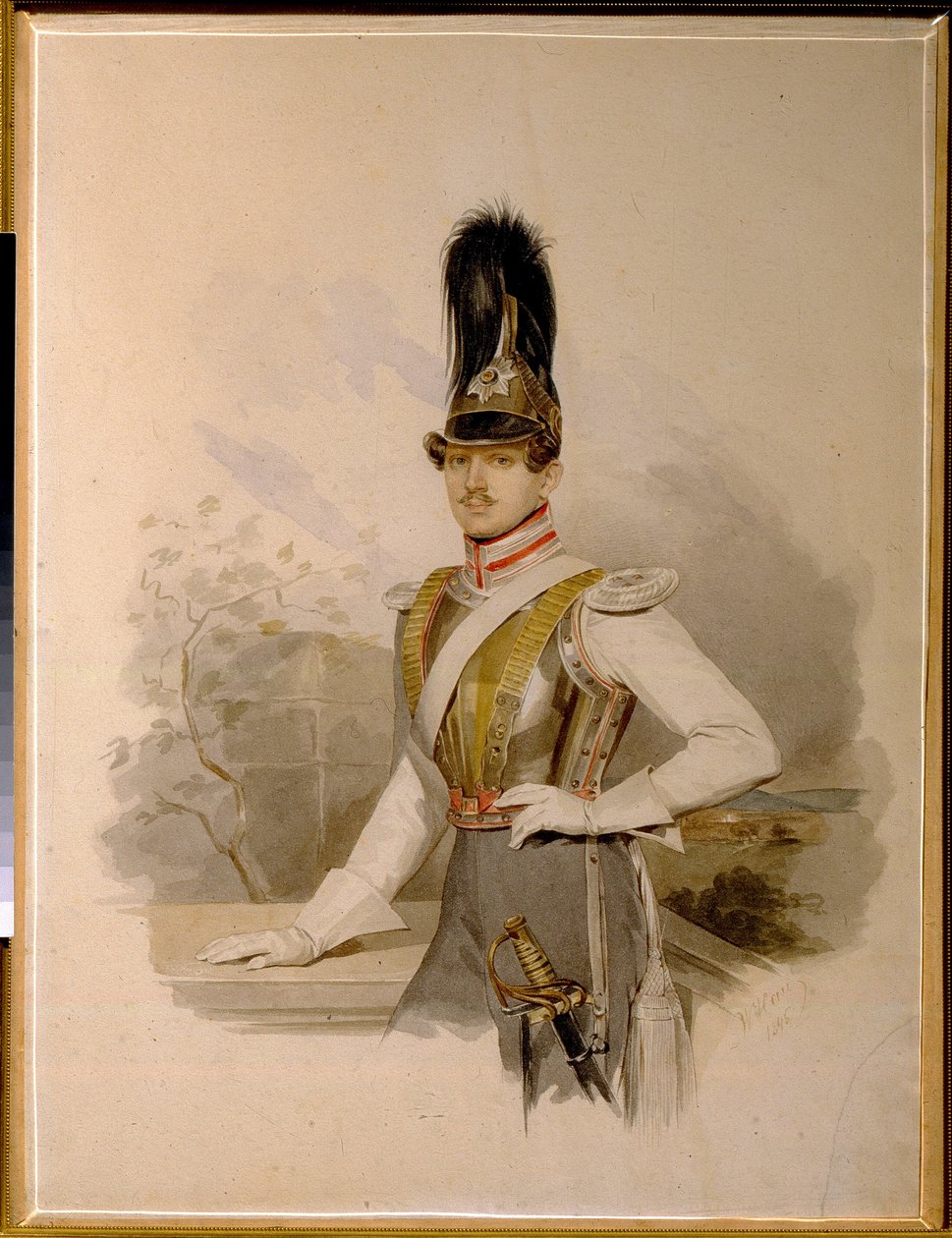 Portrét hraběte Valentina Grigorjeviče Stroganova (1801-1833) (portrét hraběte V.G.Stroganova). dílo Vladimíra Ivanoviče Hau (Gau) (1816-1895), akvarel na papíře, před 1832. Ruské umění od Vladimir Ivanovich Hau