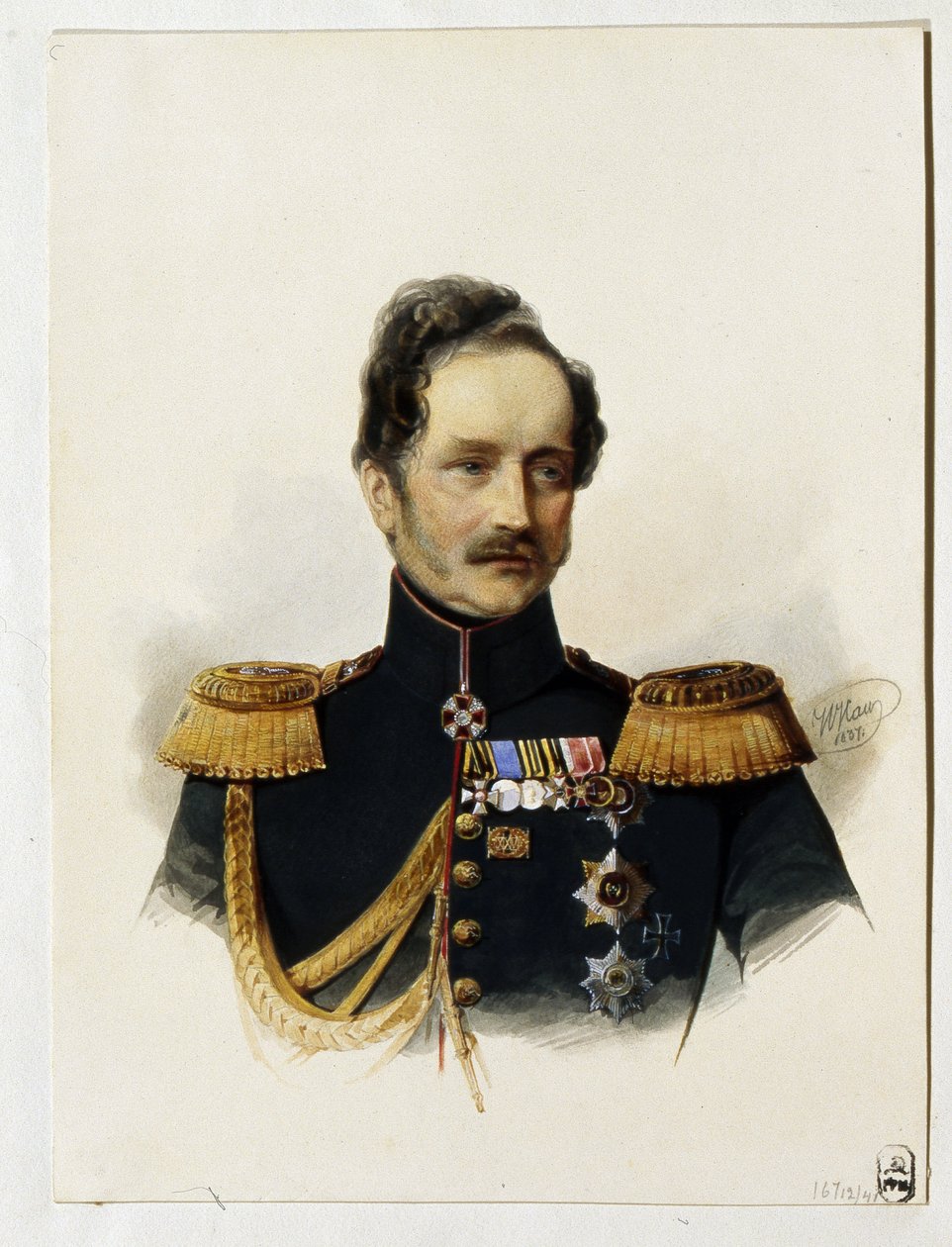 Portrét prince Alexeje Fjodoroviče Orlova (1787-1862) (Portrét prince A. F. Orlova). Ruský voják a diplomat. Dílo Vladimíra Ivanoviče Hau (Gau) (1816-1895), akvarel na papíře od Vladimir Ivanovich Hau