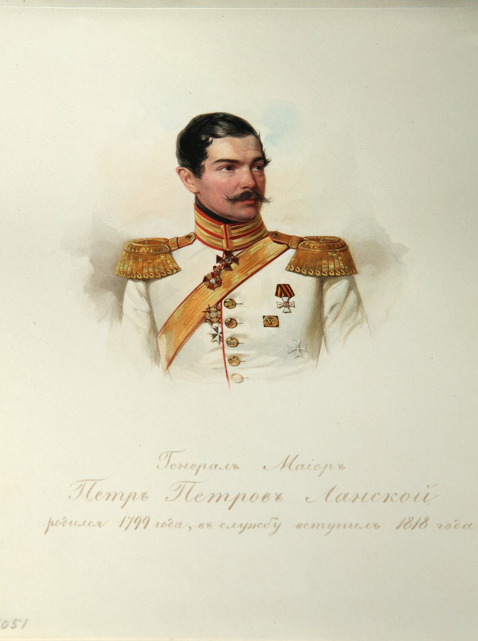 Portrét generála Petra Petroviče Lanskoye (1799-1877) (Z alba císařské koňské gardy) - Hau (Gau), Vladimir Ivanovič (1816-1895) - 1846-1849 - Akvarel na papíře - Institut ruské literatury IRLI (Puškin) -Dům), Petrohrad od Vladimir Ivanovich Hau