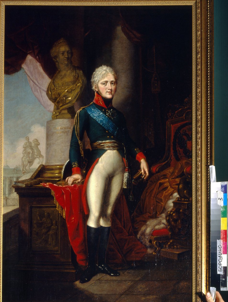 Portrét ruského císaře Alexandra I. (1777-1825). Obraz Vladimíra Lukiče Borovikovského (nebo Borovikovského) (1757-1825), olej na plátně, kolem roku 1800. Ruské umění 18. století. Státní muzeum války a historie Borodino, Moskva. od Vladimir Lukich Borovikovsky