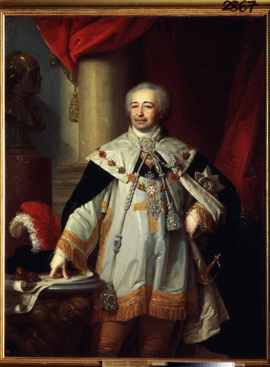 ""Portrét ruského politika a vicekancléře Alexandra Kurakina (Kurakin) (1752-1818)"" Malba Vladimíra Borovikovského (Borovikovski) (1757-1825) 1799 Státní ruské muzeum, Petrohrad od Vladimir Lukich Borovikovsky