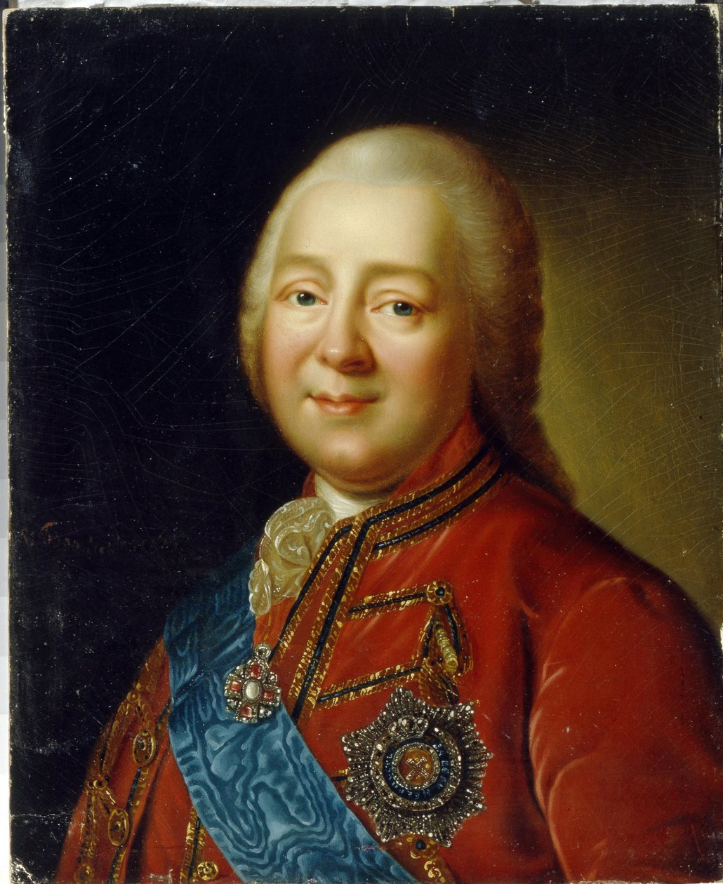 Portrét generála a hraběte Nikity Ivanoviče Panina (1718-1783). (Portrét generála hraběte N. I. Panina). Obraz Vladimíra Lukiče Borovikovského (nebo Borovikovského) (1757-1825), olej na kartonu, konec 18. století, ruské umění. Státní muzeum umění Kyrgyzské od Vladimir Lukich Borovikovsky