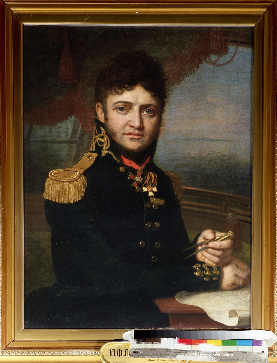 ""Portrait du navigateur et officier Yuri Lisyansky (Lisiansky ou Lisianski) (1773-1837)"" Peinture de Vladimir Borovikovsky (Borovikovski) (1757-1825) 1810 Státní ústřední muzeum námořnictva Saint Petersbourg od Vladimir Lukich Borovikovsky