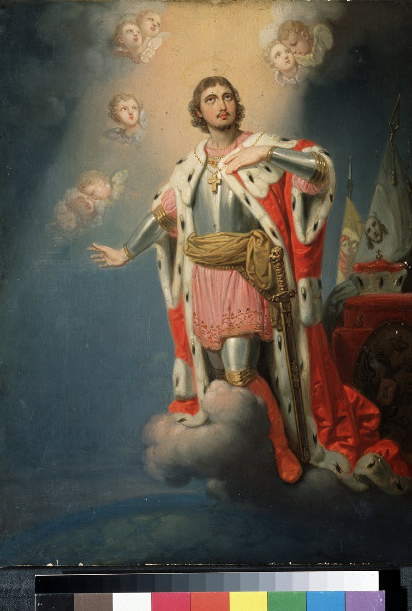 ""Representation du heros national russe Alexandre de la Neva (ou Alexandre Nevski nebo Alexander Nevsky) (1220-1263) princ de Novgorod"" Malíř Vladimir Lukich Borovikovsky (ou Borovikovski) (1757-1825) Státní Treťjakovská galerie, Moskva od Vladimir Lukich Borovikovsky