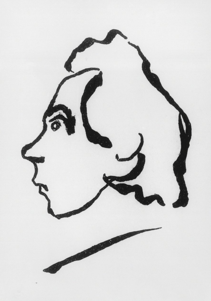 Portrét Viktora Vladimiroviče Chlebnikova, známějšího pod pseudonymem Velimir Chlebnikov (1885-1922) (kresba) od Vladimir Vladimirovic Majakovskij