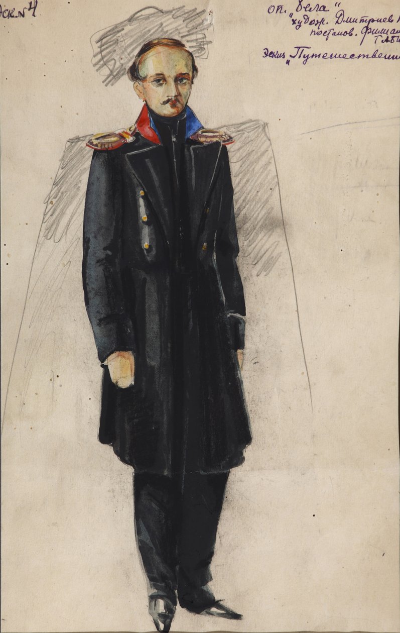 Lermontův. Costume design for the opera Béla by A. Alexandrov, 1946 od Vladimir Vladimirovich Dmitriyev