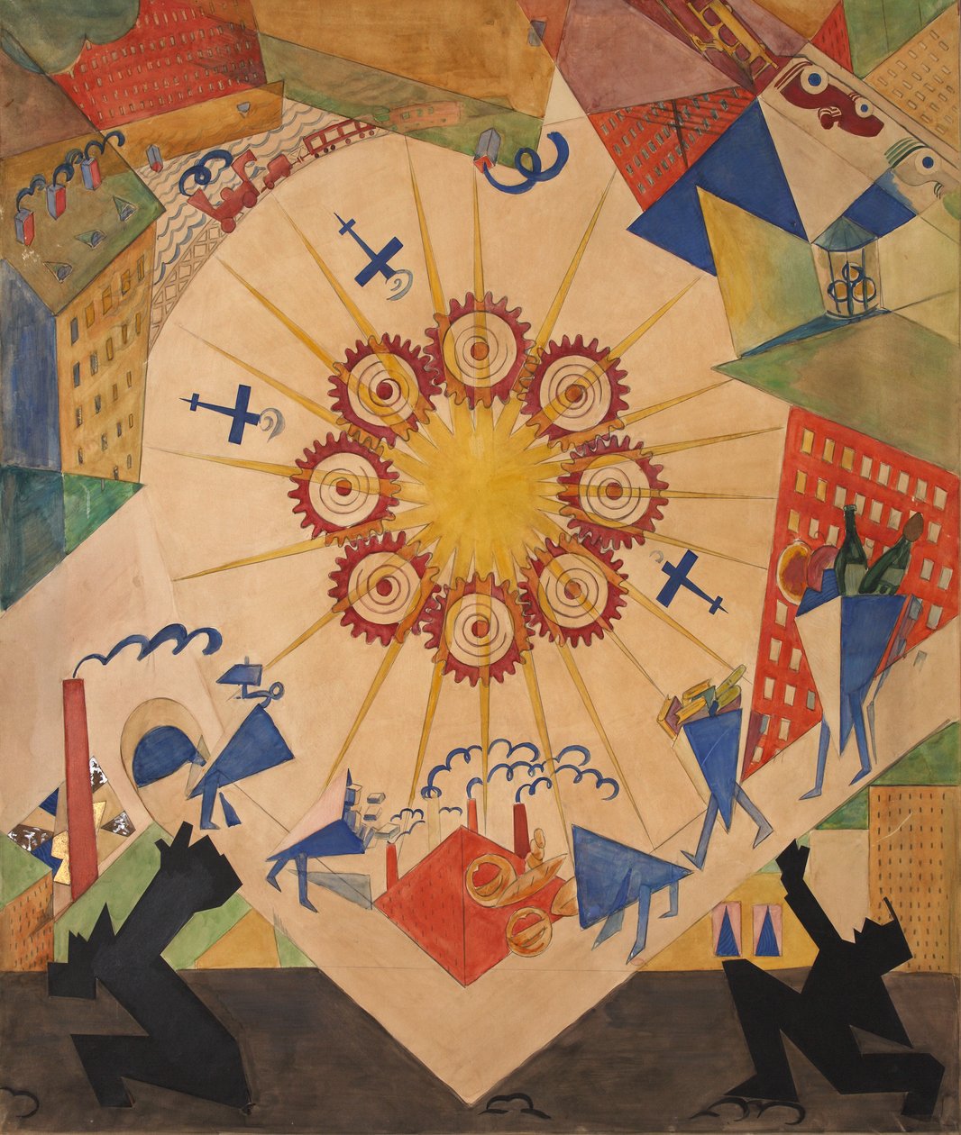 Země zaslíbená. Scénografie k divadelní hře Mystery-Bouffe od Vladimira Majakovského, 1919. od Vladimir Vladimirovich Mayakovsky