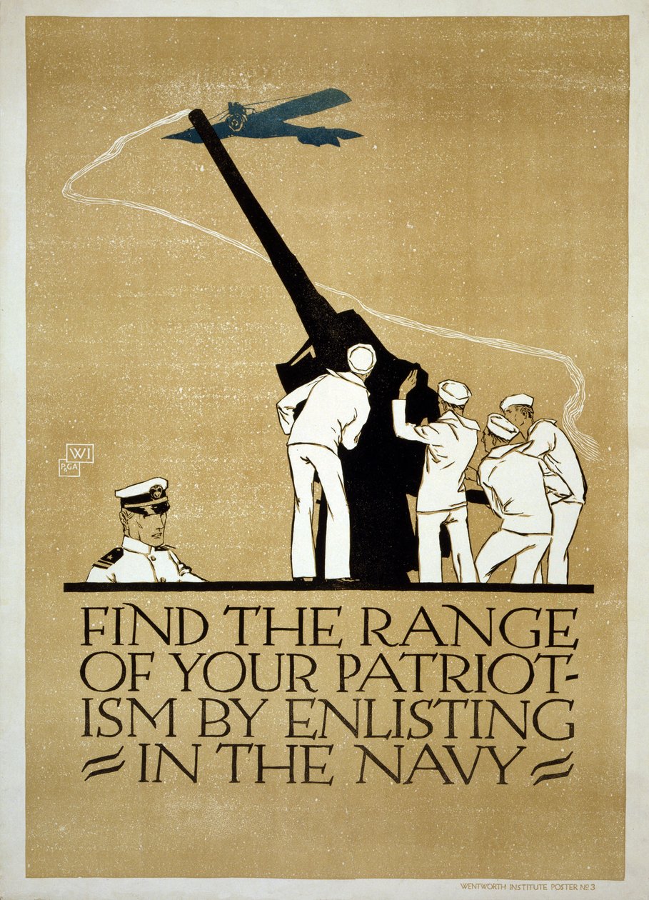 WW1 US Navy Recruitment Poster, vydaný v roce 1918 od Vojtch Preissig
