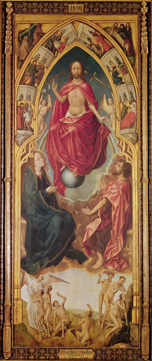 Poslední soud a vzkříšení mrtvých, levý panel (pro diváka) z Triptychu vykoupení, kolem roku 1460 od Vrancke van der Stockt