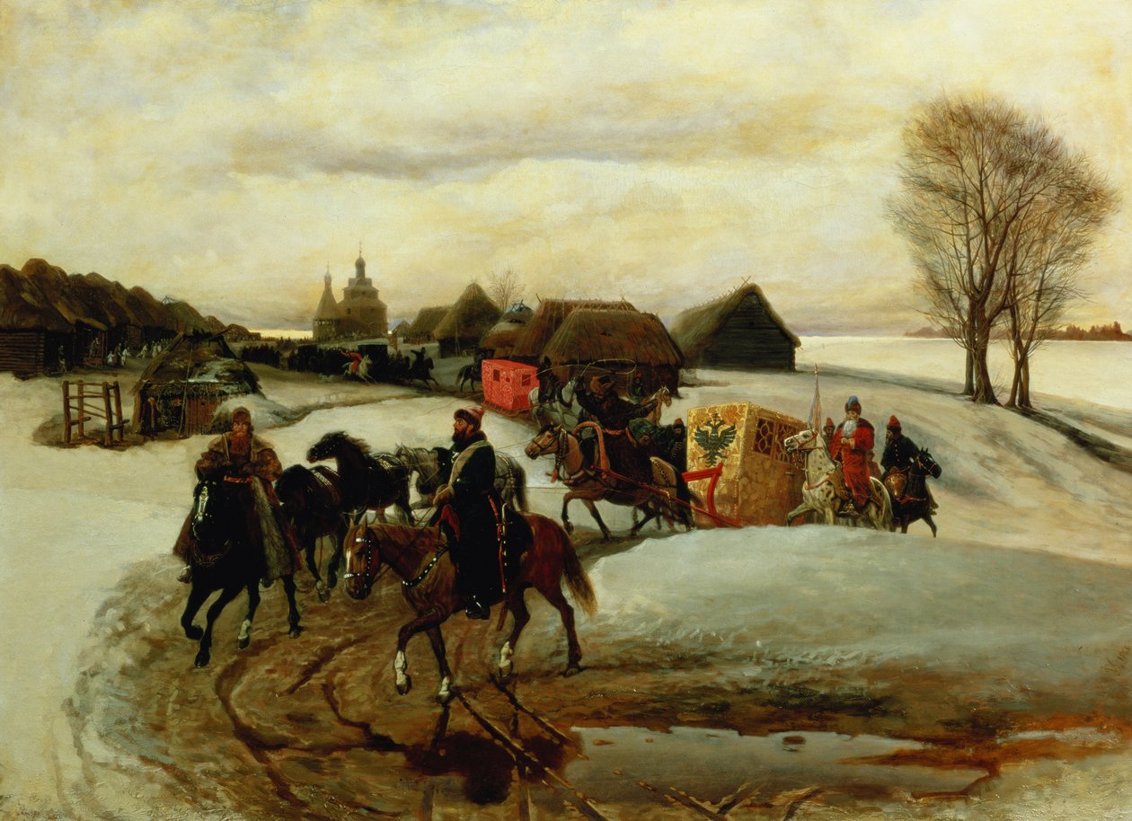 Jarní pouť carevny za cara Aleksyho Mihailoviče, 1868 od Vyacheslav Grigorievich Shvarts