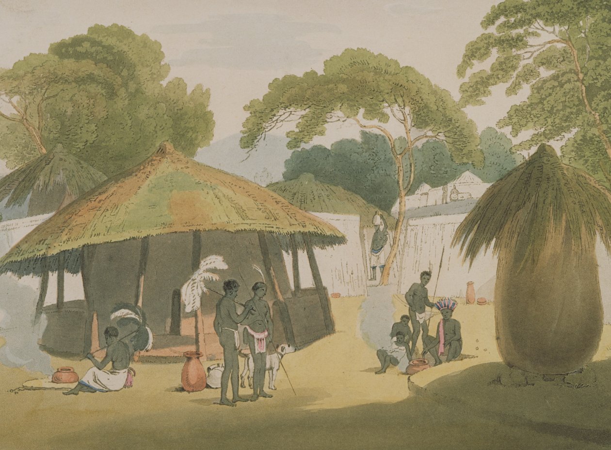 African Village, publikoval 1806 (litografie) od W. Alexander