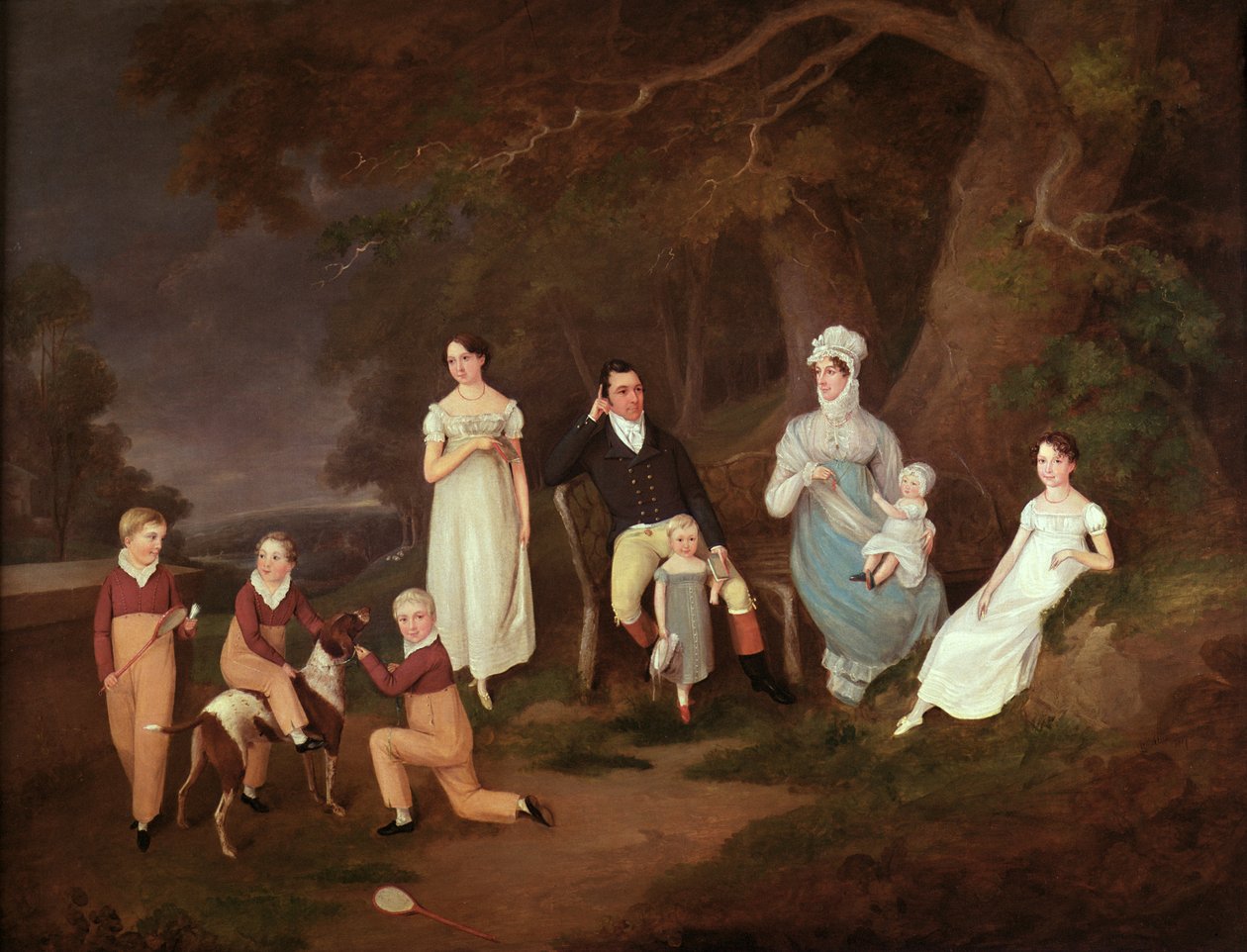 Skupinový portrét statkáře, jeho ženy a dětí na okraji Nového lesa, 1817 od W. Allison