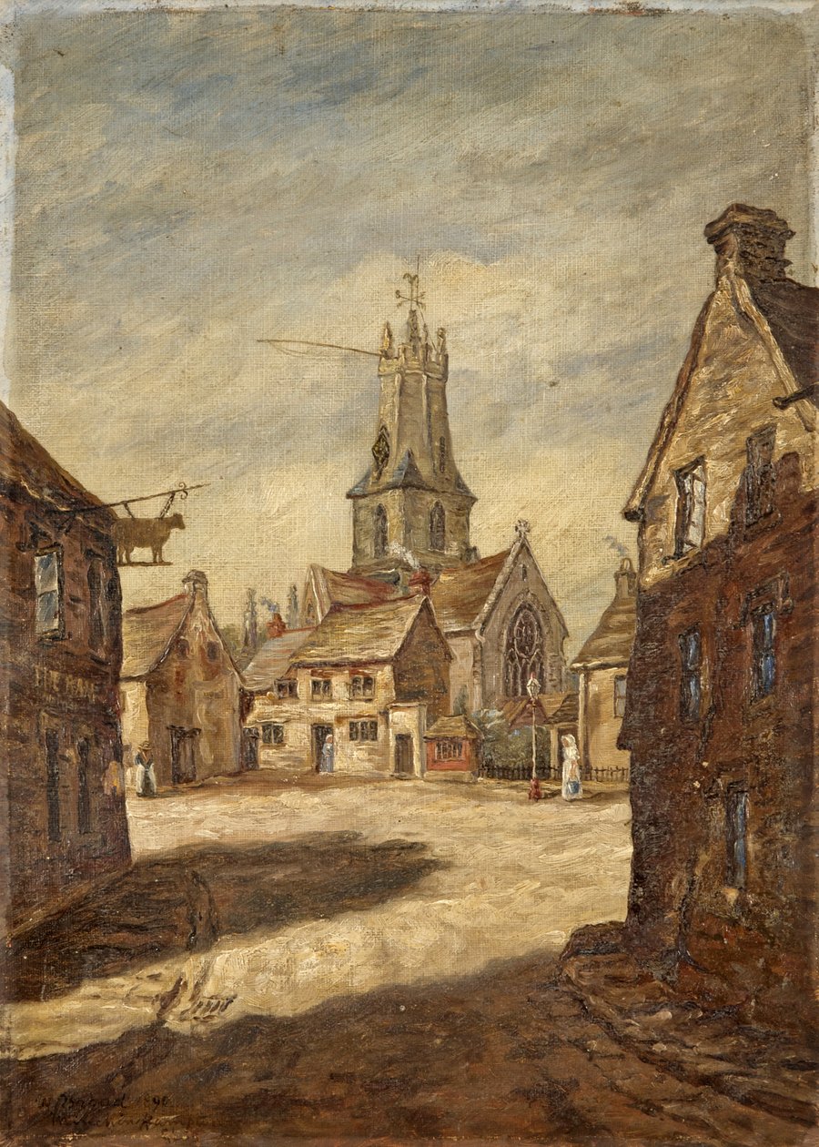 Minchinhampton Church, Stroud, Gloucestershire, kolem roku 1890 od W. Brigad