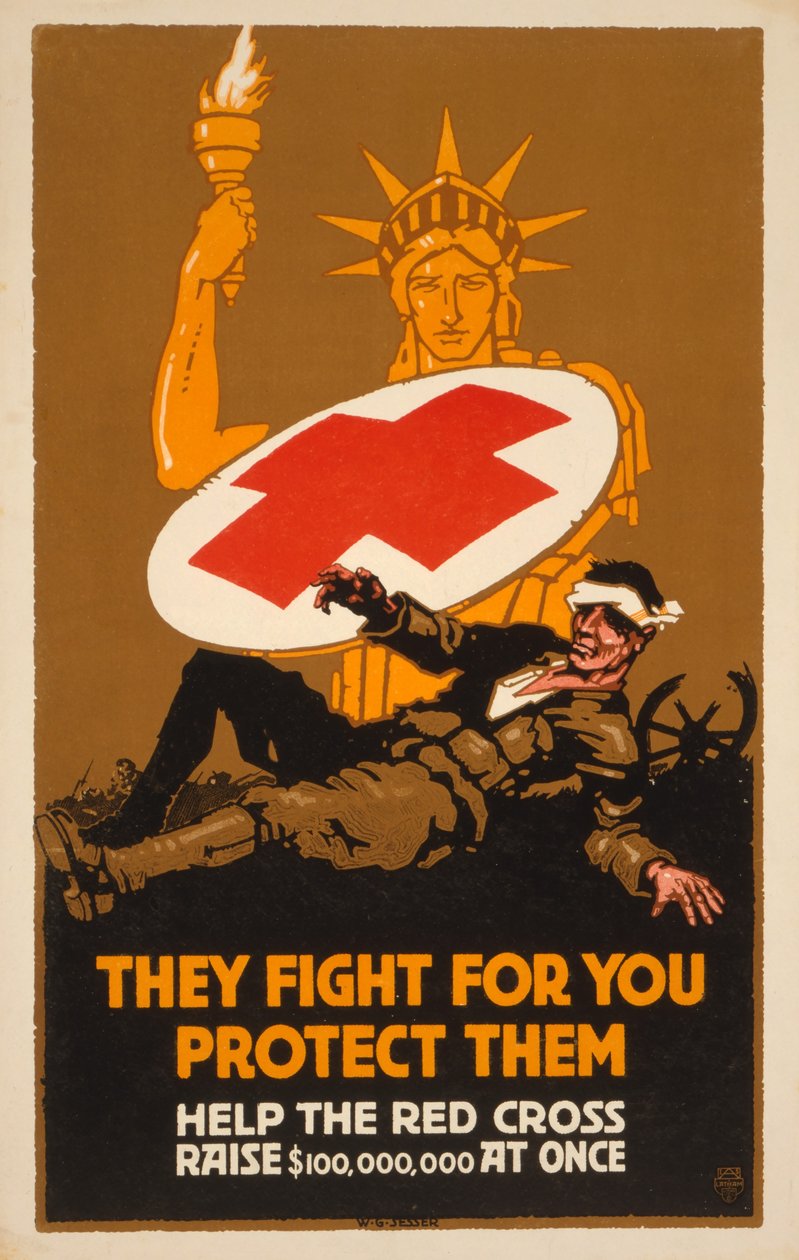 Plakát pro Červený kříž, pub. 1917 od W. G. Sesser