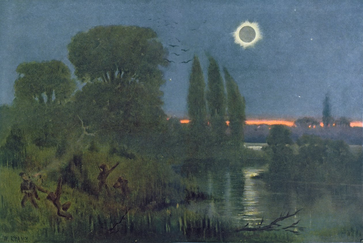 Úplné zatmění slunce, ilustrace z 