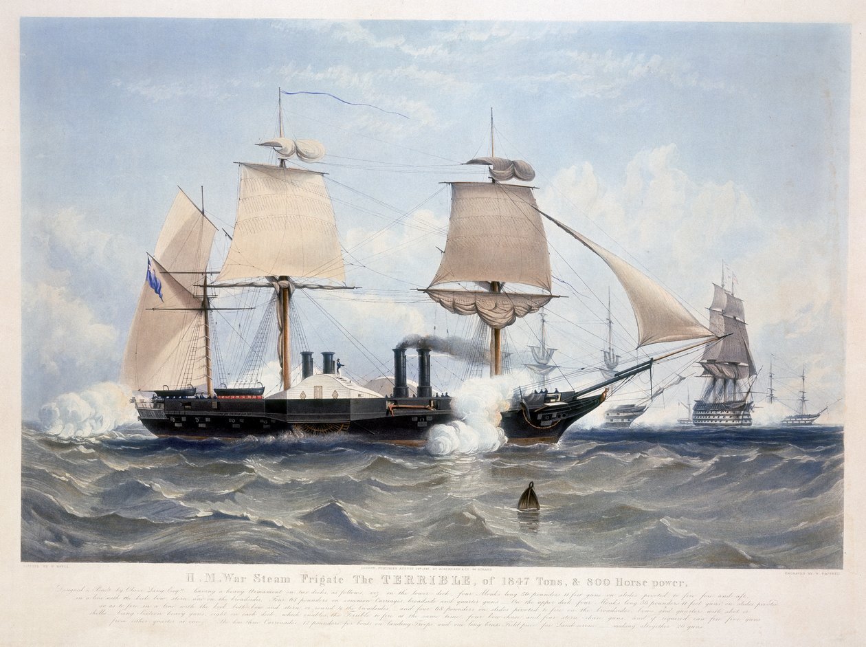 HMS Terrible, vyryl Henry Papprill (fl. 1846-48) 1845 (akvatinta) od W. after Knell