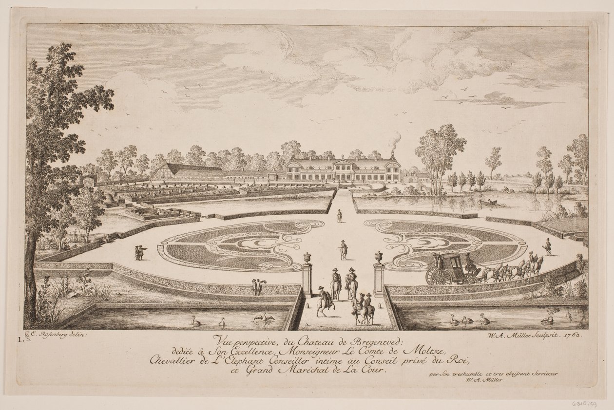 Pohled z pohledu Chateau de Bregentved od W.A. Müller