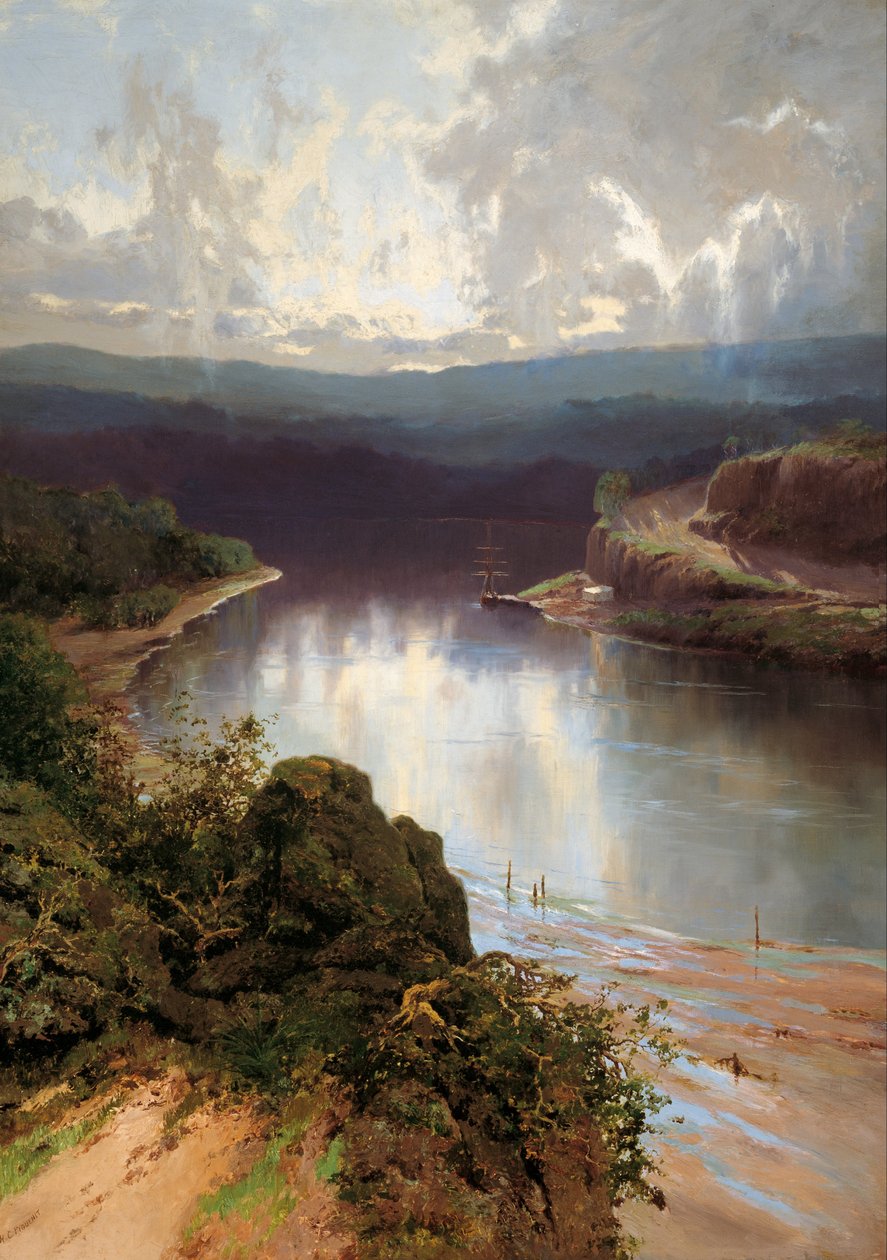 Australský fjord od W.C. Piguenit