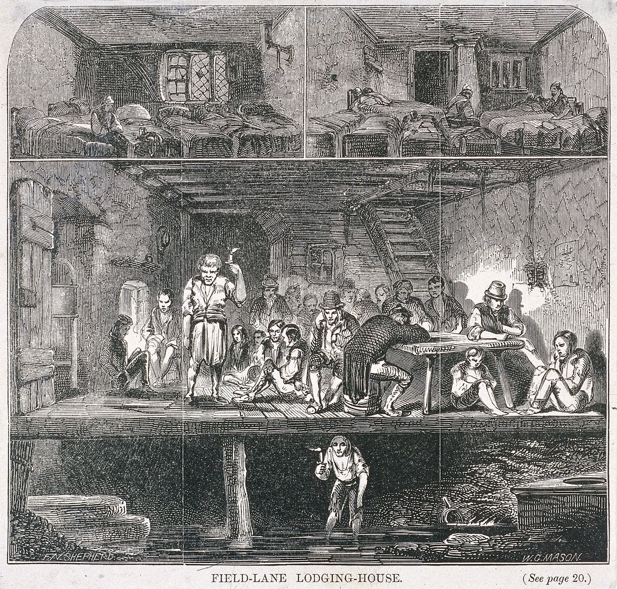 Field Lane Lodging House, Londýn, 1847 od WG Mason